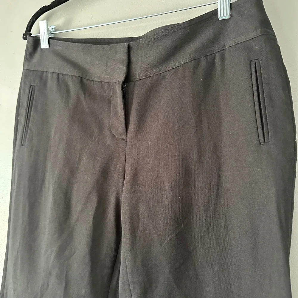 J. Crew Favorite Fit Black Wide Leg Linen Blend Trousers |‎ Size 12P
